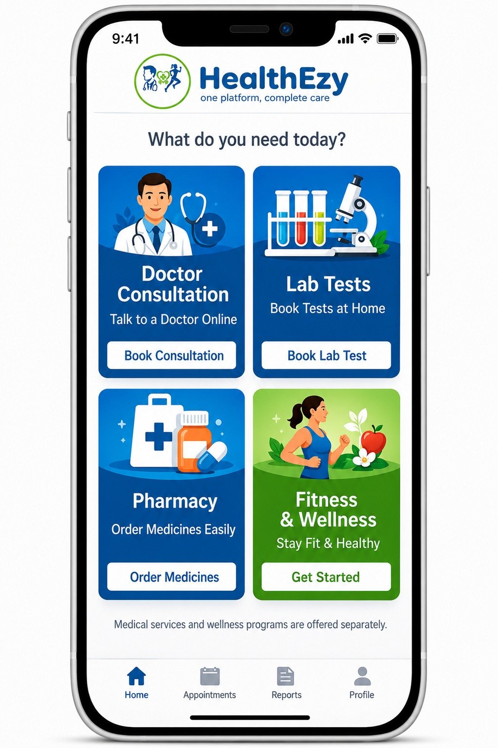 HealthEzy Mobile App Screen